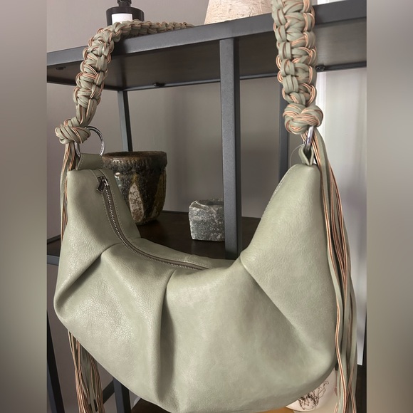 Holzweiler Cocoon Big Bag Green Fringe NWOT Anthropologie Boho - Picture 14 of 14